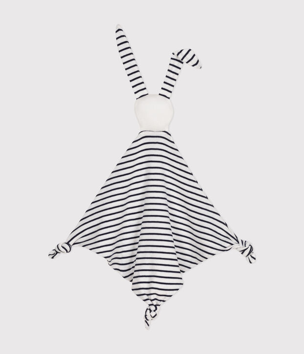 Doudou marini&egrave;re en coton blanc/bleu