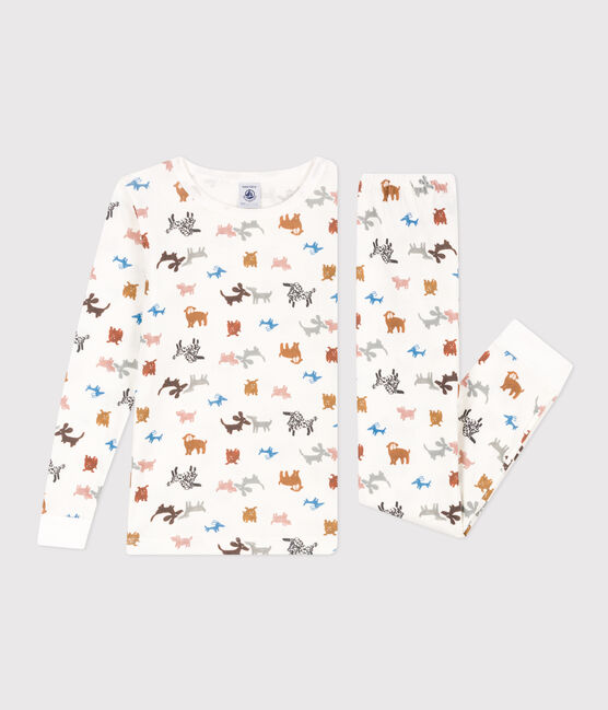 Pyjama ajusté en coton enfant blanc MARSHMALLOW/blanc MULTICO