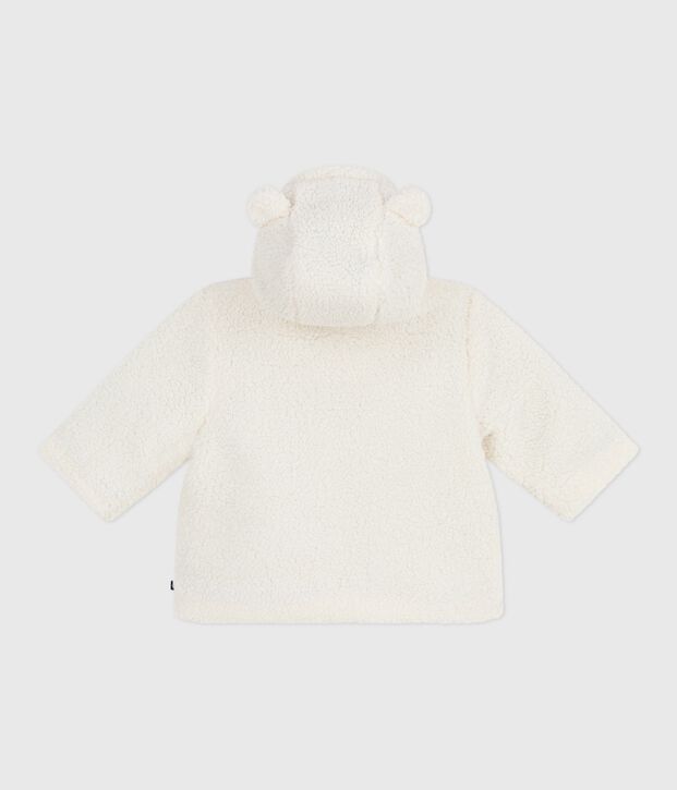 Manteau &agrave; capuche b&eacute;b&eacute; ouatin&eacute; en sherpa blanc cass&eacute;