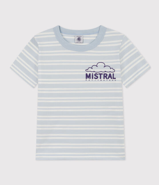 Tee-shirt rayé en coton enfant garçon GOMME/ MARSHMALLOW