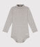 Body manches longues col roulé en coton bébé gris CHATON CHINE