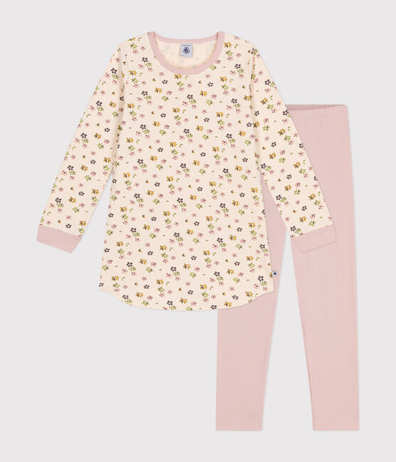 Chemise de nuit en molleton gratté imprimé fleuri enfant rose SALINE/blanc MULTICO