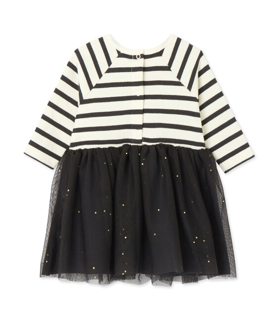 Robe bébé fille bi-matière beige COQUILLE/gris CAPECOD