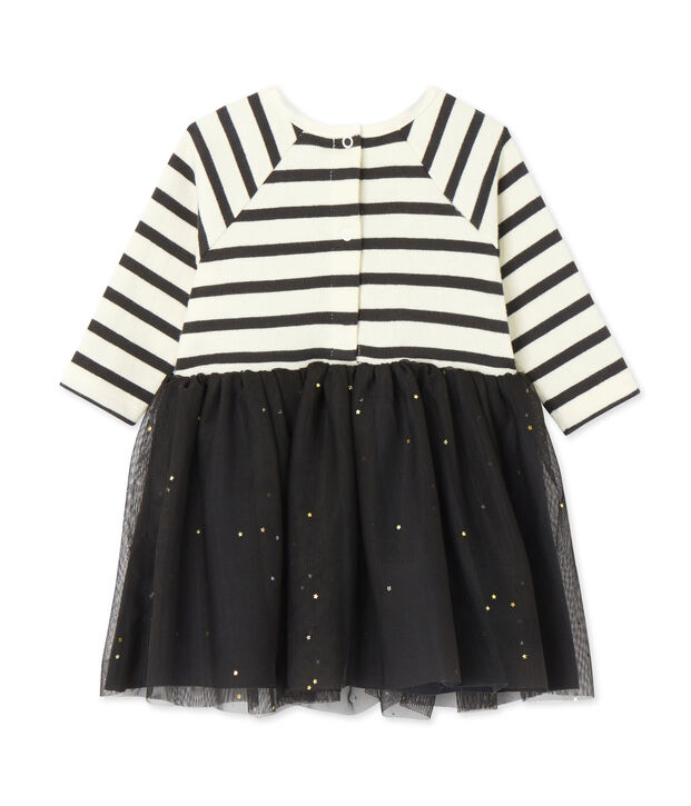 Robe b&eacute;b&eacute; fille bi-mati&egrave;re blanc/gris