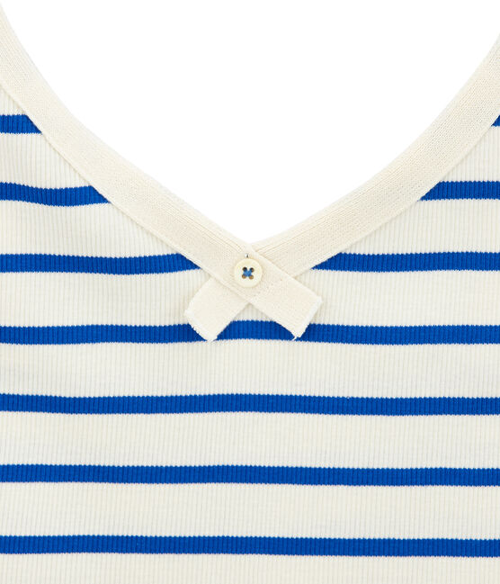 Débardeur 100 ans de la culotte femme beige COQUILLE/bleu PERSE