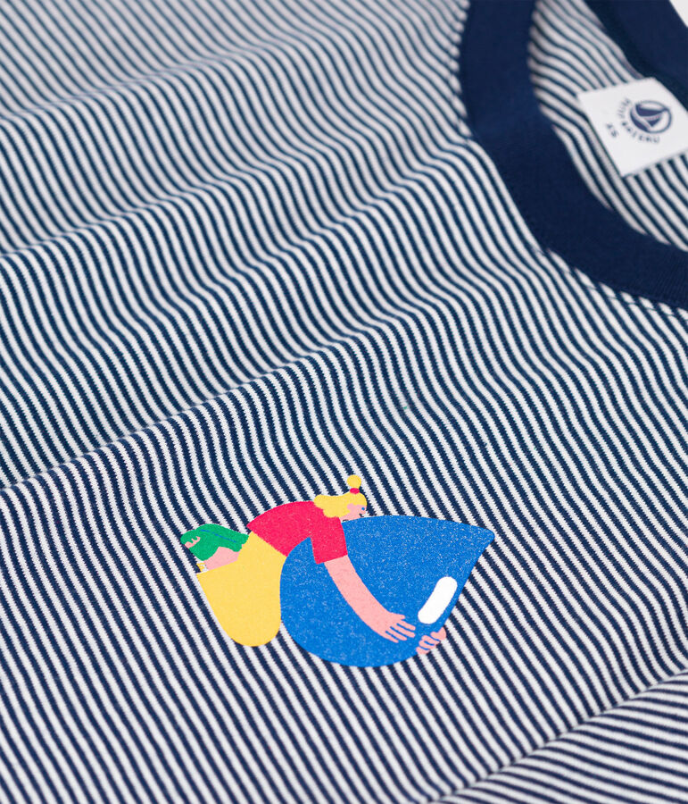 Tee-shirt L'ICONIQUE Water Family x Petit Bateau bleu MEDIEVAL/blanc MARSHMALLOW