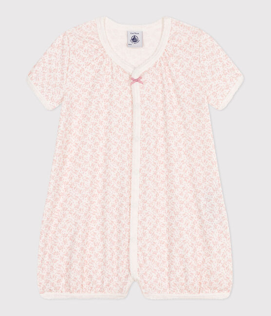 Combinaison courte bébé en coton fleuri MARSHMALLOW/ PANTY