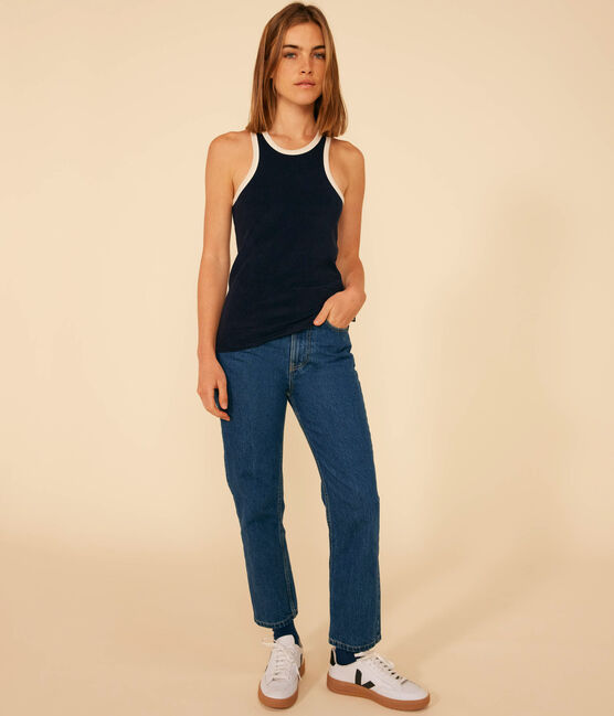 Débardeur en coton éponge femme bleu SMOKING