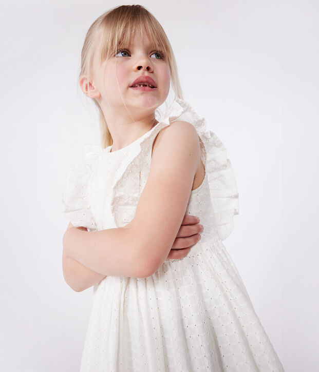 Robe sans manche enfant en coton blanc