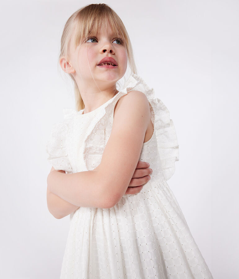 Robe sans manche enfant en coton blanc MARSHMALLOW