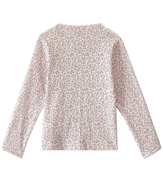 Cardigan fille imprimé blanc MARSHMALLOW/blanc MULTICO