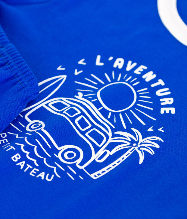 Pyjama short enfant en coton bleu