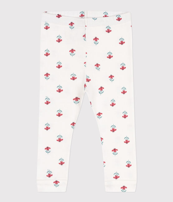 Legging bébé en coton imprimé fleuri blanc MARSHMALLOW/blanc MULTICO