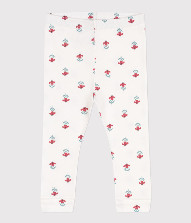 Legging b&eacute;b&eacute; en coton imprim&eacute; fleuri blanc/multicouleur