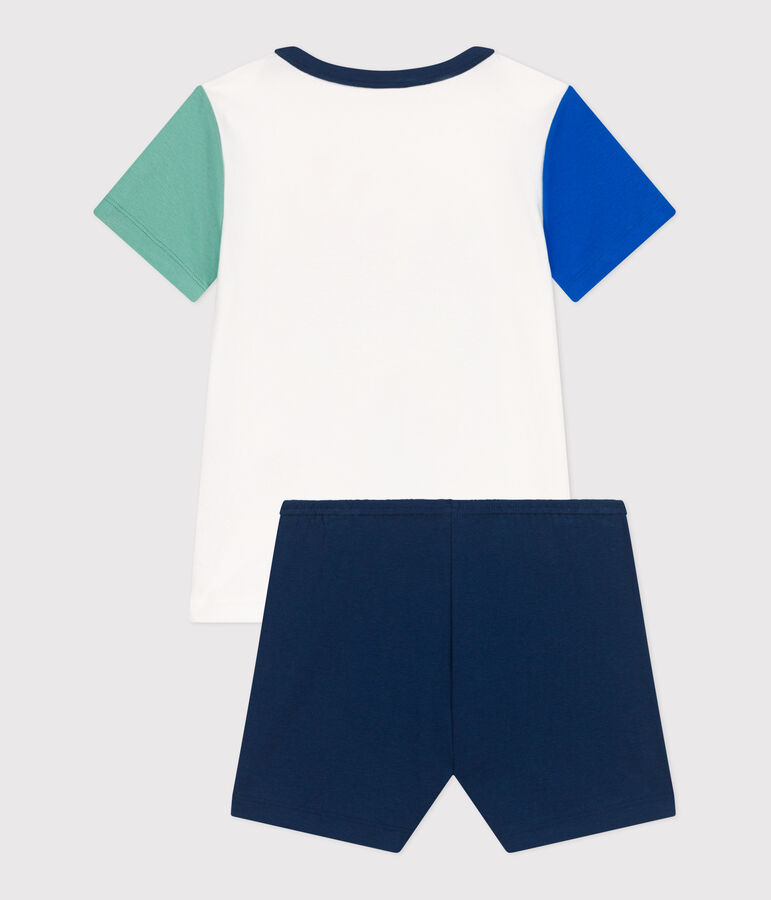 Pyjama short enfant en coton blanc MARSHMALLOW/blanc MULTICO