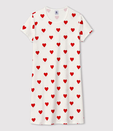 CŒUR_ROUGE - Chemise de nuit cœur fille en coton