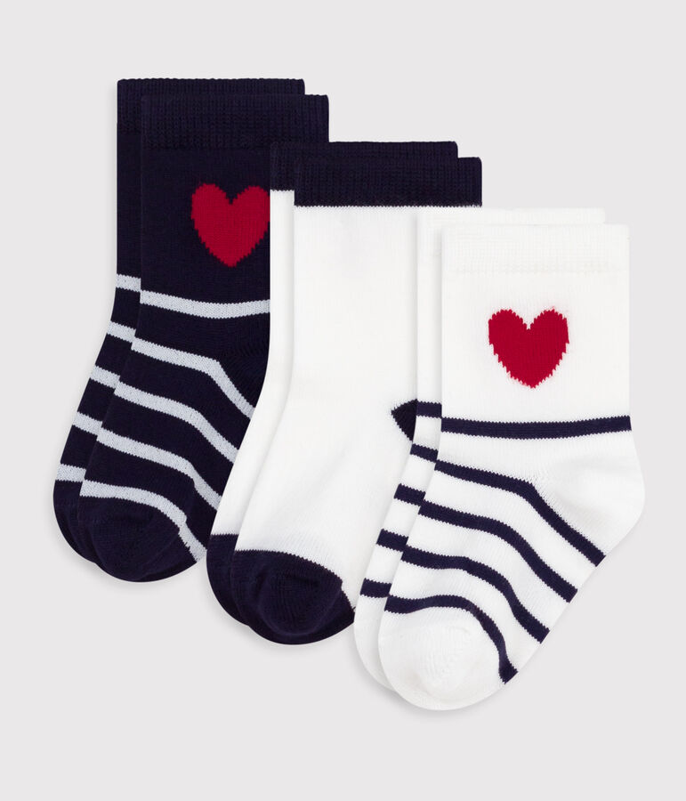 3 paires de chaussettes b&eacute;b&eacute; en coton rayures et c&oelig;urs variante 1