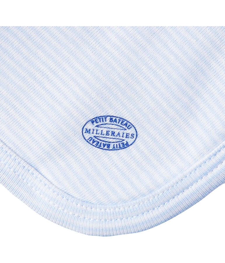 Doudou lapin b&eacute;b&eacute; en c&ocirc;te blanc LAIT/bleu FRAICHEUR