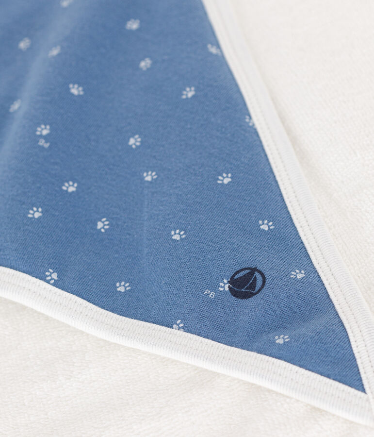 Carr&eacute; de bain en coton bleu BEACH/ MARSHMALLOW