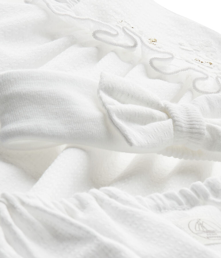 Ensemble b&eacute;b&eacute; fille 3 pi&egrave;ces en popeline blanc