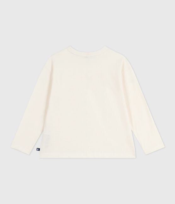 Tee-shirt enfant manches longues en coton imprimé écru MILK