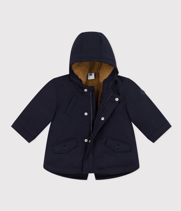 Parka doubl&eacute;e sherpa b&eacute;b&eacute; bleu