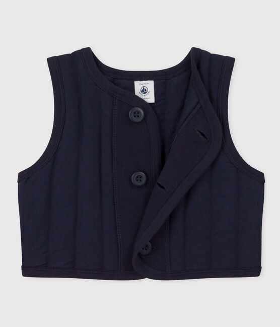 Veste bébé sans manche en tubique matelassé bleu SMOKING