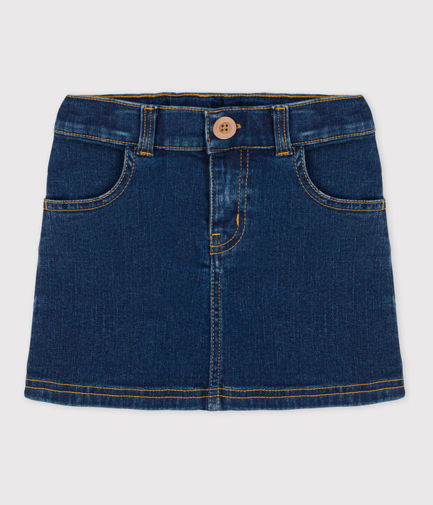 Jupe droite en denim enfant fille bleu