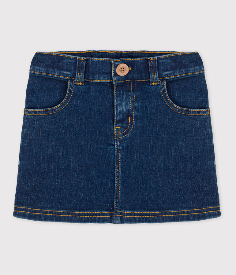 Jupe droite en denim enfant fille bleu DENIM BRUT