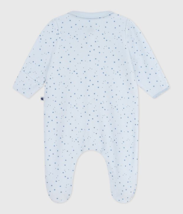 Pyjama b&eacute;b&eacute; en velours &agrave; col imprim&eacute; bleu/bleu
