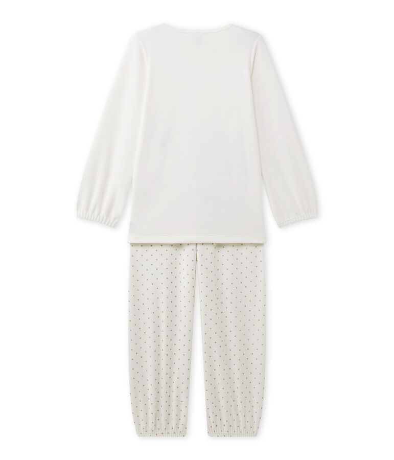 Pyjama fille &agrave; motif en bouclette velours blanc LAIT/jaune OR