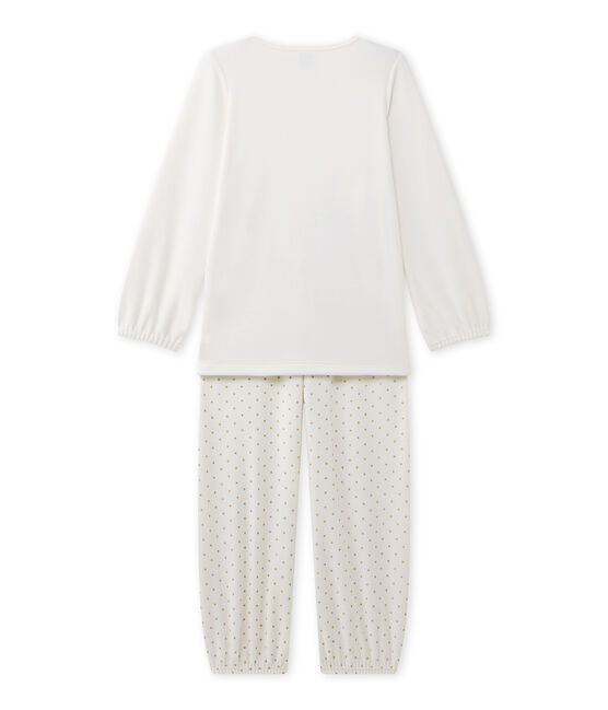 Pyjama fille à motif en bouclette velours blanc LAIT/jaune OR