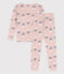 Pyjama ajusté en coton petite fille rose SALINE/blanc MULTICO