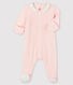 Dors-bien rose à col bébé en velours de coton biologique