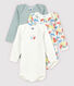 Lot de 3 bodies manches longues chat coloré bébé en coton biologique