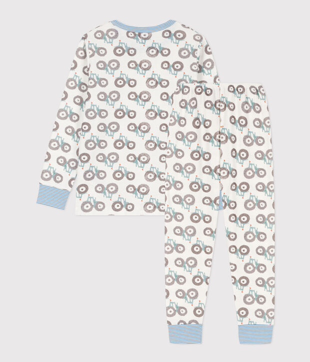 Pyjama tracteur en coton enfant blanc/multicouleur