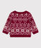 Pull bébé en laine et coton à motifs rouge AMARANTE/ AVALANCHE