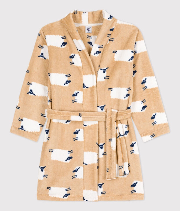 Robe de chambre en polaire enfant beige/multicouleur