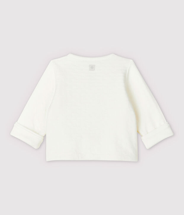 Cardigan blanc &agrave; &eacute;toiles b&eacute;b&eacute; en tubique matelass&eacute; en coton biologique blanc