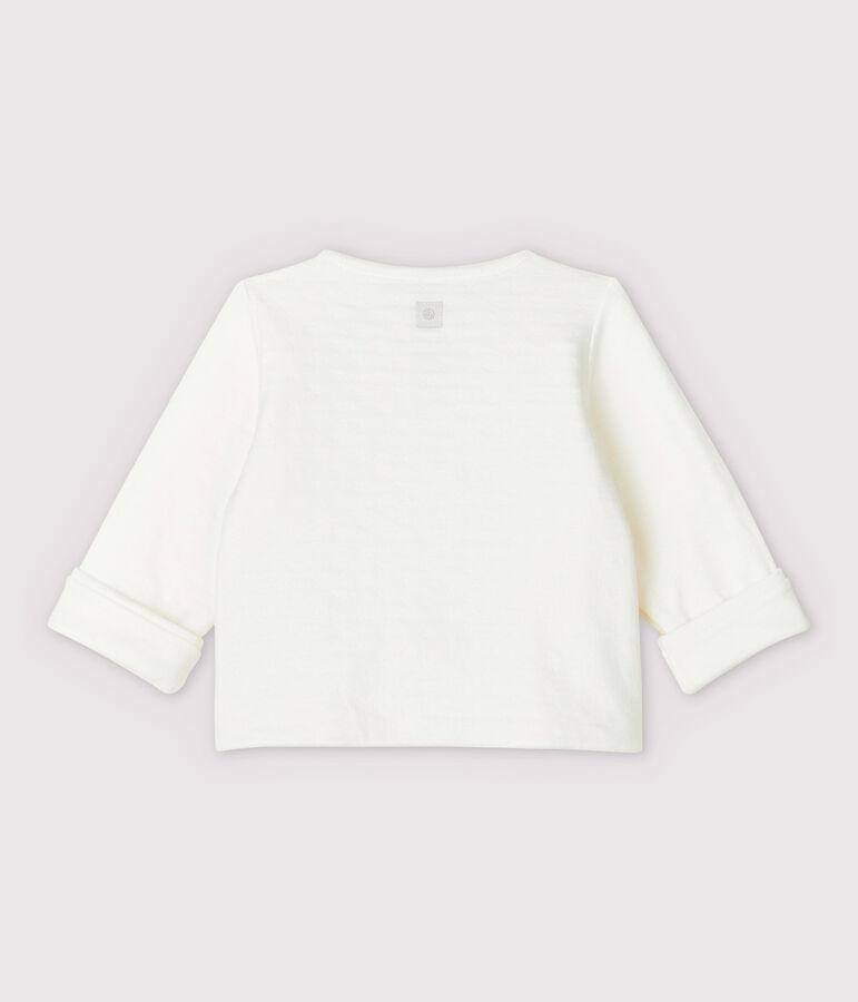 Cardigan blanc &agrave; &eacute;toiles b&eacute;b&eacute; en tubique matelass&eacute; en coton biologique blanc MARSHMALLOW