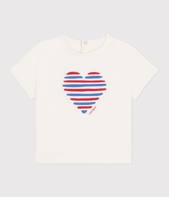 T-shirt bébé en coton à manches courtes uni blanc MARSHMALLOW/blanc MULTICO
