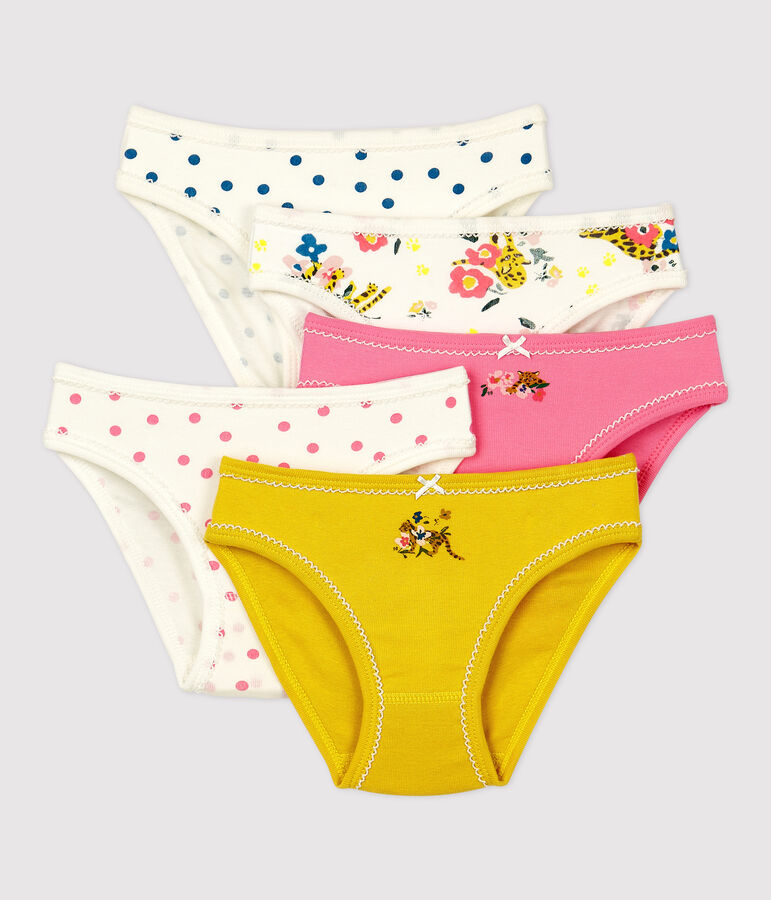 Lot de 5 culottes imprim&eacute; panth&egrave;re petite fille en coton multicouleur