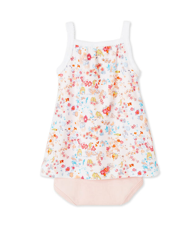 Body robe b&eacute;b&eacute; fille &agrave; bretelles blanc/rose/multicouleur