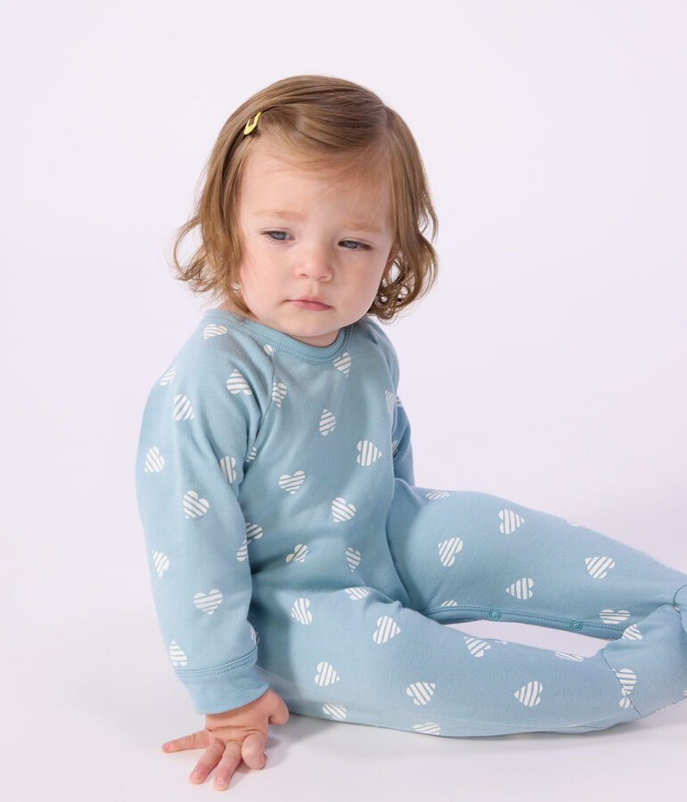 Pyjama b&eacute;b&eacute; en molleton gratt&eacute; imprim&eacute; c&oelig;urs vert/blanc