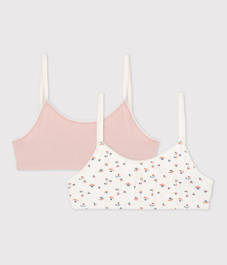 Lot de 2 brassi&egrave;res fleur en coton et &eacute;lasthanne multicouleur