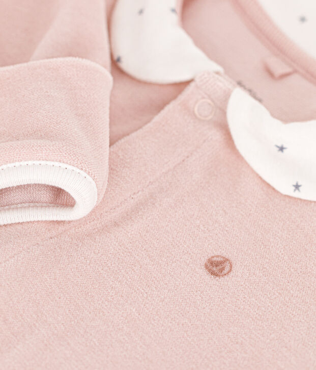 Pyjama b&eacute;b&eacute; en velours rose