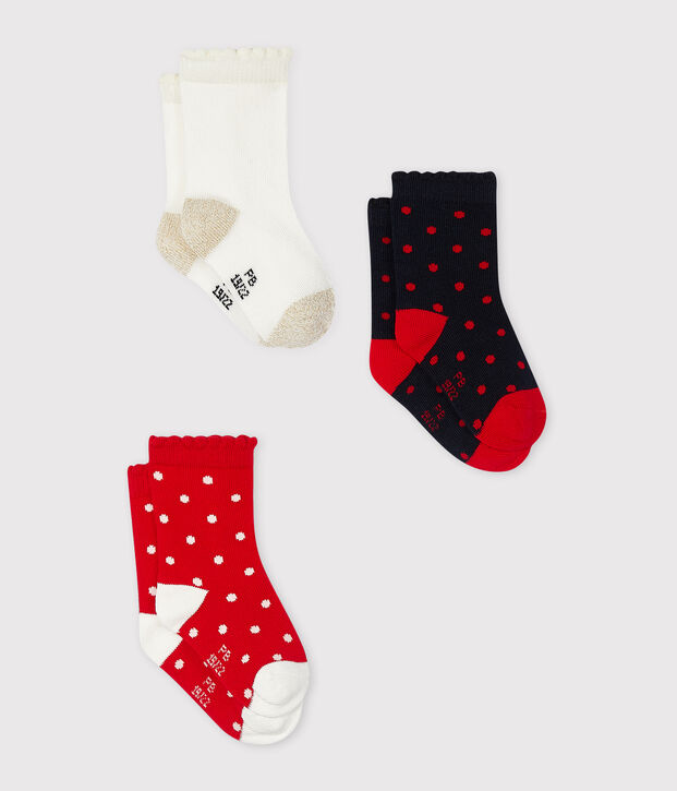 Lot de 3 paires de chaussettes b&eacute;b&eacute; fille multicouleur