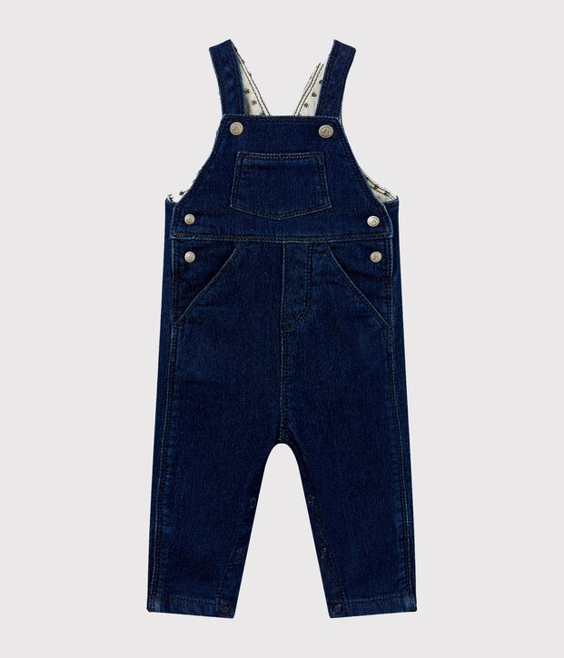 Salopette longue maille effet denim b&eacute;b&eacute; mixte bleu