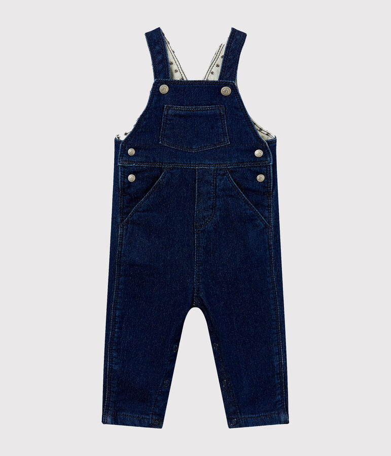 Salopette longue maille effet denim b&eacute;b&eacute; mixte bleu