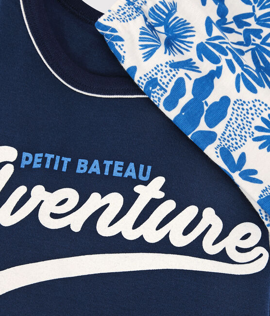 Pyjacourt bleu petit garçon en coton bleu MEDIEVAL/blanc MULTICO